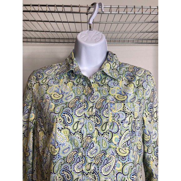 Banana Republic Womens Soft Wash Shirt Sz XS Paisley Print Button Up Stretchy - Picture 7 of 11